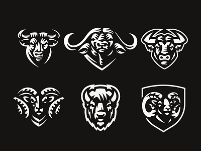 horned / Royalty-free bison buffalo bull logo ram