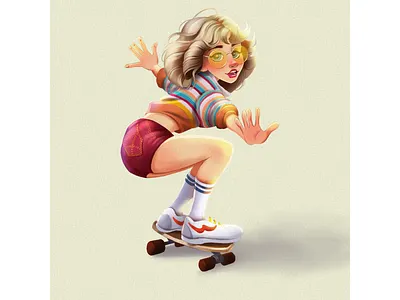 70s fashion art artwork character character design cute illustration digital art digital illustration digitalillustration fashion girl illustration illustrator skate