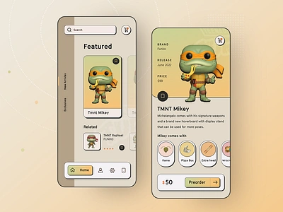 TMNT toy shop app concept cartoon modern toy typography ui ux