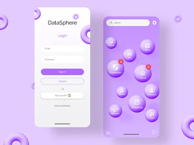 DataSphere App Concept 3d animation cinema4d data dataapp design mobile app ui ux vector
