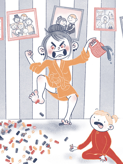 Wrath Hath No Fury Like a Mom Stepping on Legos design digital illustration illustration procreate