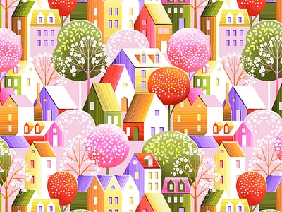 Spring Street flat floral flower illustrated illustration pattern texture vector