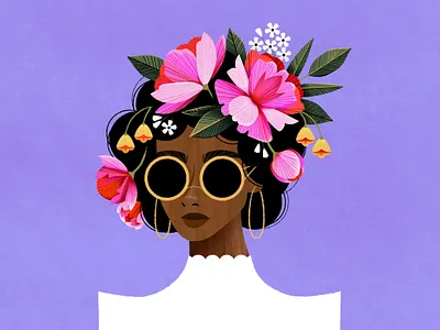Peony Girl flower illustration portrait texture vector