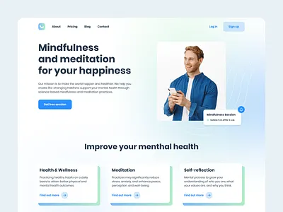 Landing Page for Mindfulness App design landing meditation mindfulness ui webdesign website