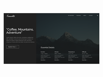 Travel website hero section adobe design designer figma travel typography ui uidesign uiux ux uxdesign webdesign website