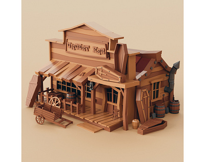 Lowpoly Wild West Undertaker stylized western wild west