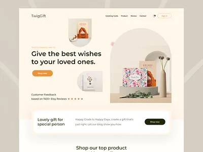 TwigGift - Online Gift Shop Landing Page branding buy gift clean creative ecommerces gift gift box gift web hopify landingpage minimal design online shop typography ui uidesign web