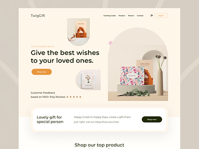 TwigGift - Online Gift Shop Landing Page branding buy gift clean creative ecommerces gift gift box gift web hopify landingpage minimal design online shop typography ui uidesign web