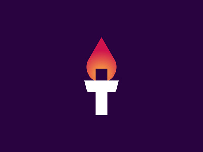 CROSS & TORCH brand branding christian creative cross design faith fire icon illuminate logo mark saint t leter torch