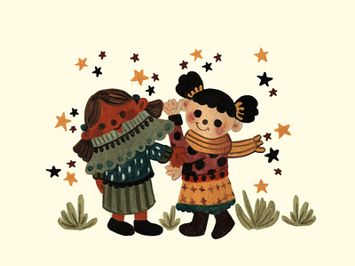 Hugging Friend child children colored design pencil plays