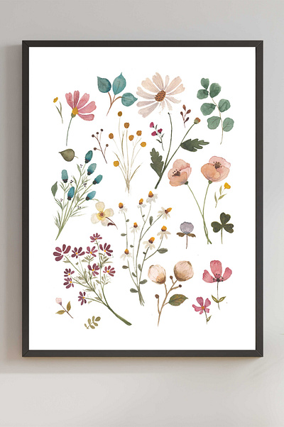 tinny flowers colored design floral flowers illustration watercolor watercolors