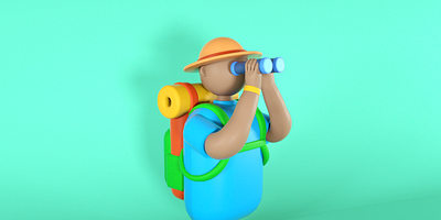 3D Tourist 3d 3d designer 3dcharacter adventure backbag bag binoculars blue branding cinema 4d design flat graphic design green illustration man orange tourist toursim ui