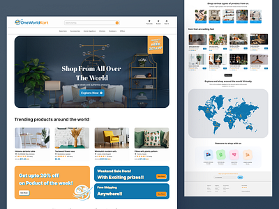 OneWorldKart web UI design cart clean decor design ecommerce minimal ui ux website world