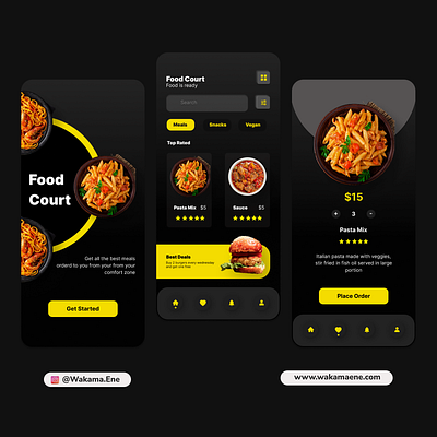 Food Court App Design by Wakama Ene app best branding design food graphic design inspiration mobile ui ux vector