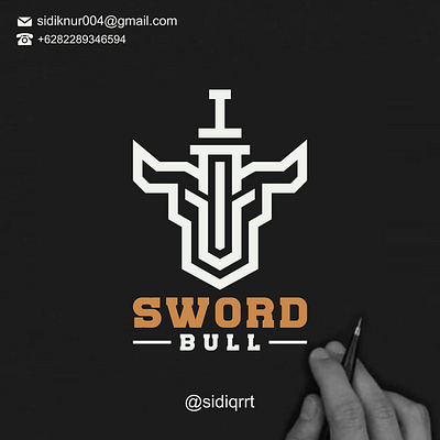 sword bull branding design graphic design icon illustration logo minimal typography ui vector