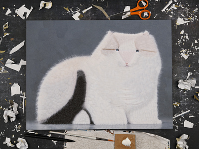 Tatiana, studio cat cat portrait cats collage dribbble feline illustration sitting cat studio