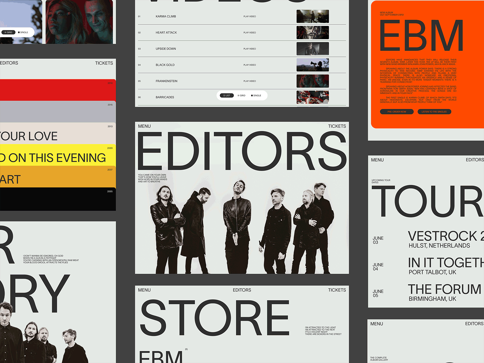 EDITORS - Web Concept (Case Study) artist band blog clean design digital minimalist typography ui web