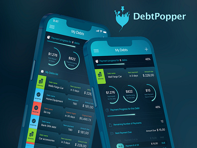 DebtPopper - Debt Settlement App branding design logo mihael.net mobile responsive ui