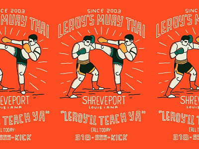 Leroy's Muay Thai Gym branding design flyer flyer design graphic design gym illustration logo martial arts muay thai poster poster design typography