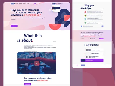 Gyre - Social media for streamers gaming product design streaming ui ux web design