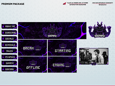 DEMON in a full twitch overlay package! 3d animation branding design graphic design illustration layout logo motion graphics streaming twitch twitch overlay ui vector