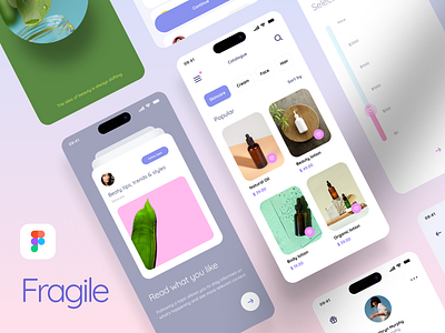Fragile UI Kit 3d app beauty clean design ecommerce figma interface ios iphone14 ui ux