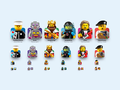 LEGO User Profile Avatars avatar exploration lego minifig profile profile avatar ui ui design user user avatar user profile