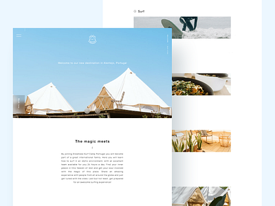 Concept landing for Surf camp💙 blue book landing ocean one page surf surf camp typography web