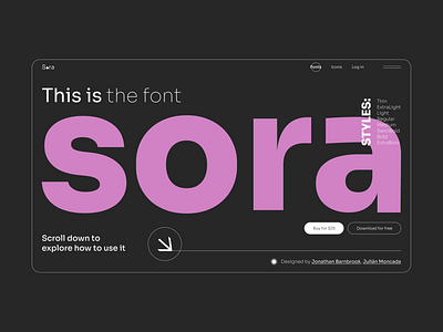 Concept for downloading the font Sora fonts landing ui uiux ux