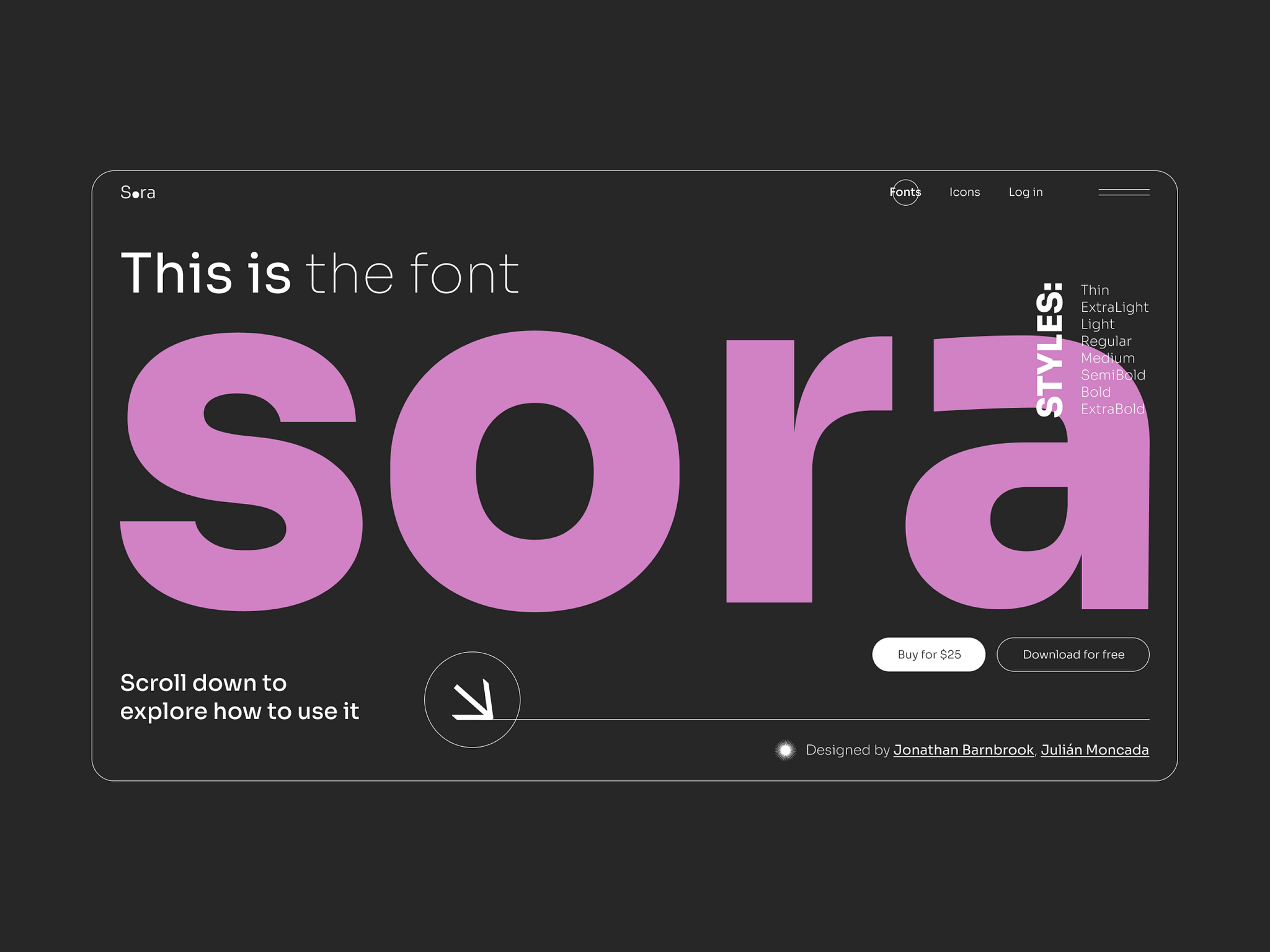 Concept for downloading the font Sora by Tako Idukashvili on Dribbble