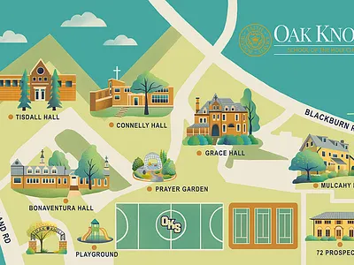 Oak Knoll Campus Map illustration architecture branding design digitalart graphic design graphics illustration ui vec vector