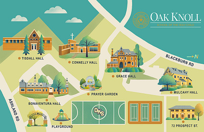 Oak Knoll Campus Map illustration architecture branding design digitalart graphic design graphics illustration ui vec vector