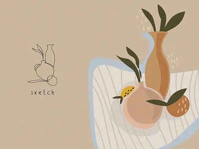 Still-life flat fruts graphic design illustration natura sketch still life