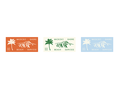 Waikiki Shore Beach Service - Sticker design aloha shirt brand design brand identity branding design diamond head embroidered label design hawaii hospitality branding illustration labels retro stamp design sticker design stickers tropical tropical branding tropical merchandise vintage waikiki