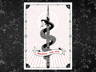 I draw, therefore I am 2d adobe ai blackandwhite castell design digitalart illustration illustrator latin occult pencil poster snake vector venom