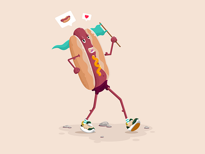 Sausage party bun clean design dog flag hot illu illustration illustrator sausage vector