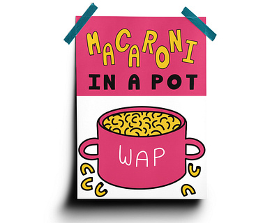 Macaroni in a Pot (WAP) cardi b digital art graphic design illustration lyrics macaroni megan thee stallion music poster vector art wap