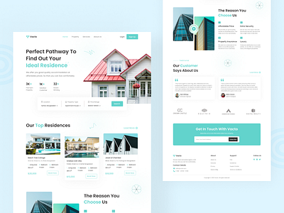 Vacto - Real Estate Landing Page branding creative design figma home landing page landing page design property selling website property website design property website landing page real estate real estate landing page real estate web exploration real estate website rent search home sell ui design ui ux user experience vacto