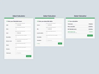 Qardus - Zakat Calculator UI design ui ux web