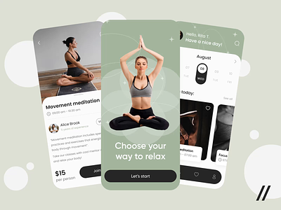 Meditation Classes App android animation app app ui calendar class dashboard design health interface ios meditation mobile mobile app mobile design motion ui uiux ux yoga