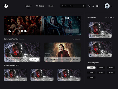 Movie Dashboard design movie ui ux web design