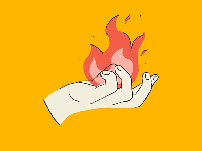 Flame fingers fire flame hand illustration inktober palm procreate spell