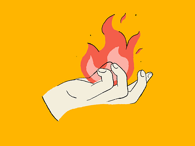 Flame fingers fire flame hand illustration inktober palm procreate spell