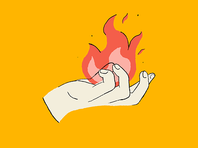 Flame fingers fire flame hand illustration inktober palm procreate spell