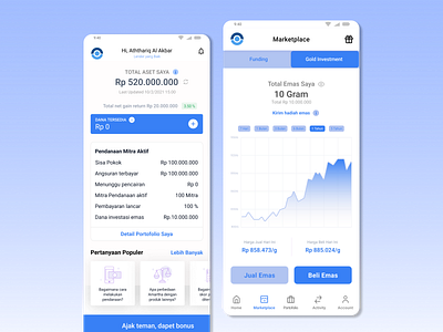 Gold Investment App Mobile app app mobile blue chart design finance gold investment illustration invesntment.gold.gold investment investment ui ui design