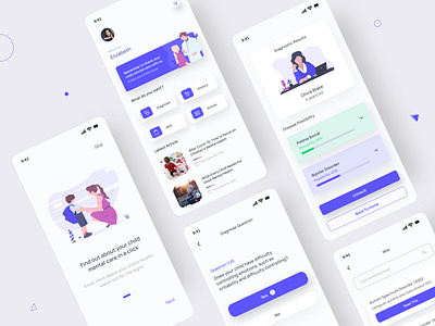 Diagnosis Mental Health App for Child children clean diagnose health healthcare mobile app mobile design ui uidesign
