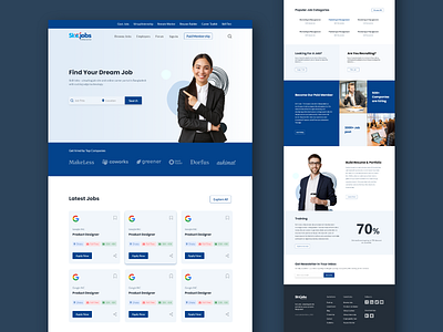 Jop Portal Landing Page Design adobe xd design home page job portal landing page ui web design website xd