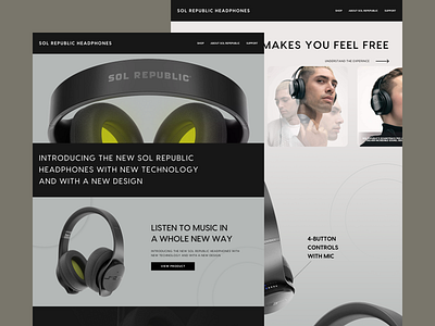 Sol Republic headphones - Website Design adobe design digital design figma landingpage tech design ui ui designer ux ux designer webdesign website