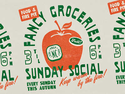Fall Sunday Social graphic apple branding fall layout nc sticker sunday typography vintage