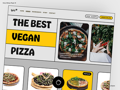 Pizza Vegana Landing Page brutalism cartoon landing page neo website design